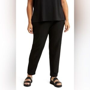 EILEEN FISHER Sz 1X Pull On Pants Jersey Knit Stretchy Tapered Leg Ankle Length